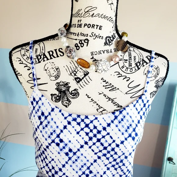 The Limited Blue and White Spaghetti Strap Tank Top - Picture 2 of 6